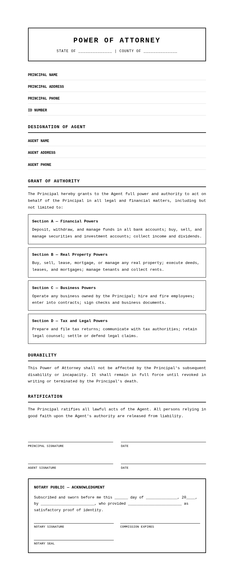 Government Official Power of Attorney